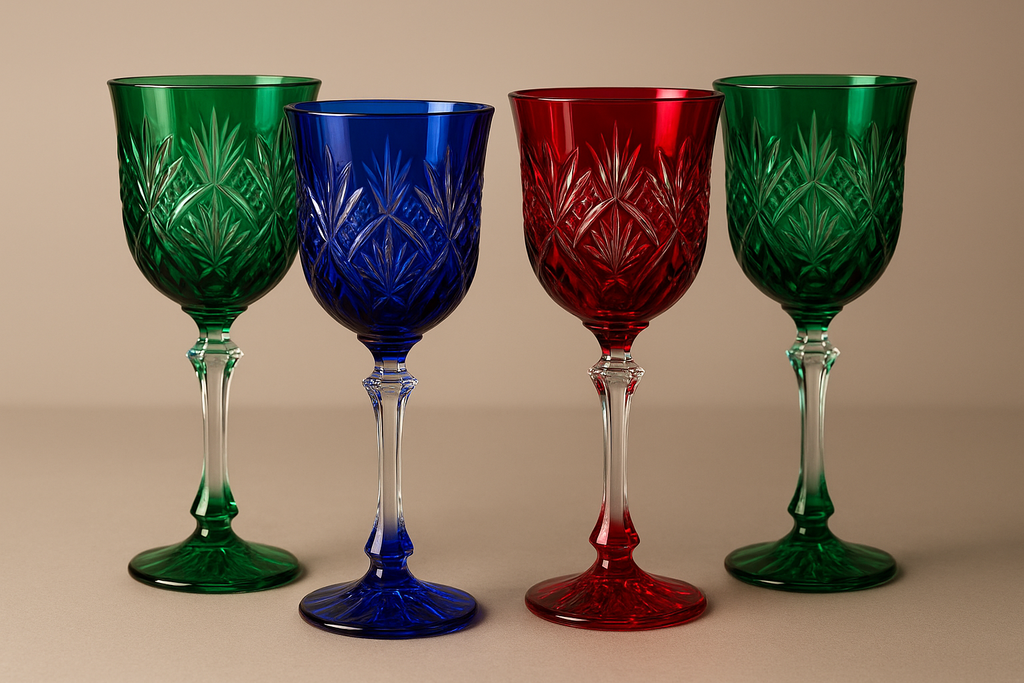 Conjunto 6 Copos Cristal Colorido Joias - Tons Preciosos