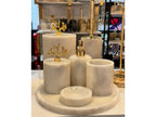 Conjunto de banheiro turco clássico com 7 peças de mármore Branco